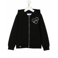 Philipp Plein Junior Moletom com capuz e aplicação de logo - Preto