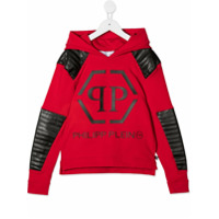 Philipp Plein Junior Moletom com capuz e estampa de logo - Vermelho