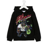 Philipp Plein Junior Moletom Dollar com capuz e aplicações de strass - Preto
