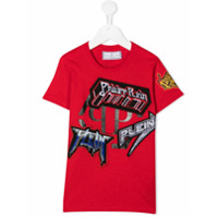 Philipp Plein Junior Rock appliqué T-shirt - Vermelho