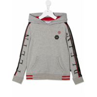 Philipp Plein Junior side stripe logo hoodie - Cinza