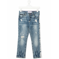Philipp Plein Junior Straight Cut side logo jeans - Preto