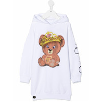 Philipp Plein Junior teddy print hoodie dress - Branco