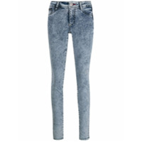 Philipp Plein Legging jeasn com lavagem - Azul