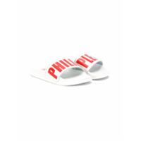 Philipp Plein logo-print pool slides - Branco