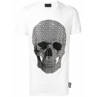 Philipp Plein logo skull print T-shirt - Branco