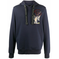 Philipp Plein Moletom com capuz e estampa de logo King Plein - Azul