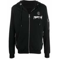 Philipp Plein Moletom com capuz e zíper frontal - Preto