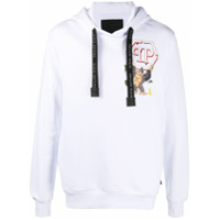 Philipp Plein Moletom King Plein de algodão com capuz - Branco
