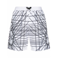 Philipp Plein Short de natação com estampa de logo - Branco