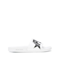 Philipp Plein Slide flat com estampa de logo - Branco