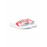 Philipp Plein Slide flat com estampa de logo - Branco