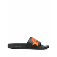 Philipp Plein Slide flat com estampa de logo - Preto