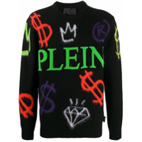 Philipp Plein Suéter com padronagem grafite - Preto