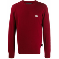 Philipp Plein Suéter de cashmere com placa de logo - Vermelho