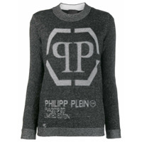 Philipp Plein Suéter de lurex com logo - Preto