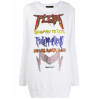 Philipp Plein Suéter decote careca com logo de cristais - Branco