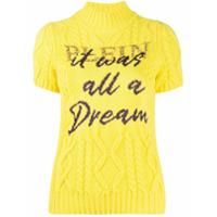 Philipp Plein Suéter mangas curtas com estampa de slogan - Amarelo