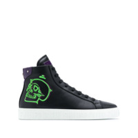 Philipp Plein Tênis cano alto com detalhe de caveira - Preto