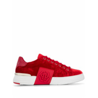 Philipp Plein Tênis Phantom Kicks de veludo - Vermelho