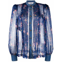 Philosophy Di Lorenzo Serafini Blusa de chiffon com acabamento de jeans - Azul