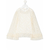 Philosophy Di Lorenzo Serafini Kids Blusa translúcida com bordado floral - Neutro