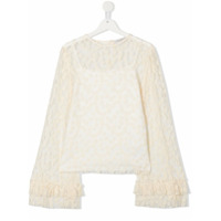 Philosophy Di Lorenzo Serafini Kids Blusa translúcida com bordado floral - Neutro