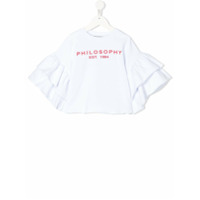 Philosophy Di Lorenzo Serafini Kids Camiseta com babados nas mangas e logo - Branco