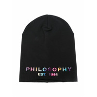Philosophy Di Lorenzo Serafini Kids logo print knitted hat - Preto
