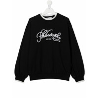 Philosophy Di Lorenzo Serafini Kids Moletom com bordado e detalhe de renda - Preto