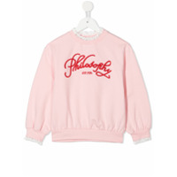 Philosophy Di Lorenzo Serafini Kids Moletom com bordado e detalhe de renda - Rosa