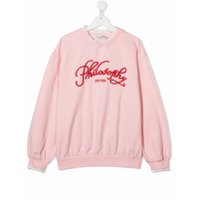 Philosophy Di Lorenzo Serafini Kids Moletom com bordado e detalhe de renda - Rosa