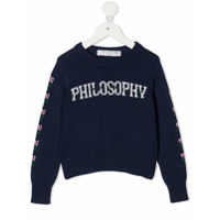 Philosophy Di Lorenzo Serafini Kids Suéter decote careca de tricô com padronagem - Azul
