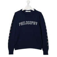 Philosophy Di Lorenzo Serafini Kids Suéter decote careca de tricô com padronagem - Azul