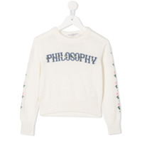 Philosophy Di Lorenzo Serafini Kids Suéter decote careca de tricô com padronagem - Branco