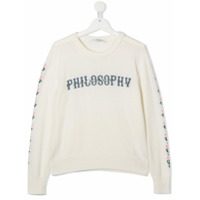 Philosophy Di Lorenzo Serafini Kids Suéter decote careca de tricô com padronagem - Branco