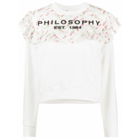 Philosophy Di Lorenzo Serafini Suéter com babados e estampa floral - Branco