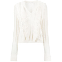 Philosophy Di Lorenzo Serafini Suéter com gola V e babados na barra - Branco