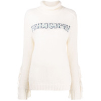 Philosophy Di Lorenzo Serafini Suéter com logo e franjas - Branco
