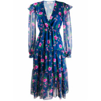 Philosophy Di Lorenzo Serafini Vestido midi floral com amarração - Azul