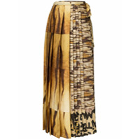 Pierre-Louis Mascia mixed-print pleated skirt - Dourado