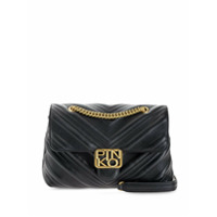 Pinko Bolsa transversal com placa de logo - Preto