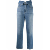 Pinko Calça jeans cropped com cintura alta - Azul