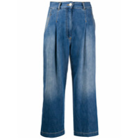 Pinko Calça pantacourt jeans com cintura alta - Azul
