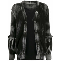 Pinko Cardigan com babados no punhos e efeito tie-dye - Preto