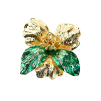 Pinko crystal-embellished flower brooch - Dourado