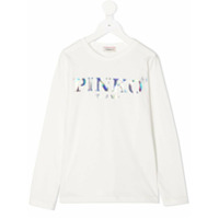 Pinko Kids Camiseta com estampa de logo metálico - Branco