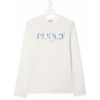 Pinko Kids Camiseta com estampa de logo metálico - Branco