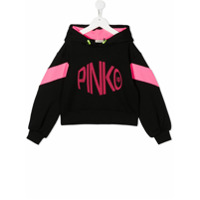 Pinko Kids Moletom com capuz e estampa de logo - Preto