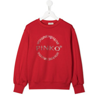 Pinko Kids Suéter com logo de strass - Vermelho